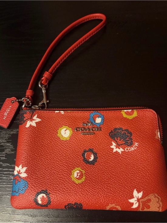 Coach Handbags - Coach Red Floral Wristlet Pouch with Tag-EUC